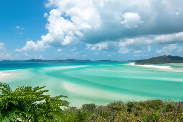Whitsundays, Queensland, Australia - February 5, 2020: A view of the beach at Whitsunday Island.