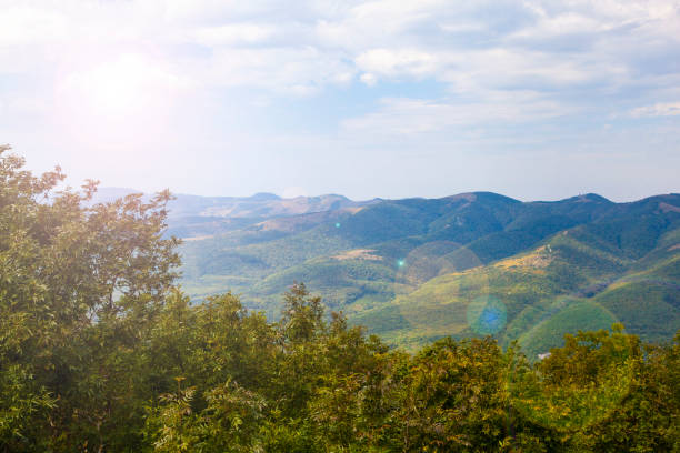 Beautiful view of the mountain peaks on a summer day. Caucasus mountains.