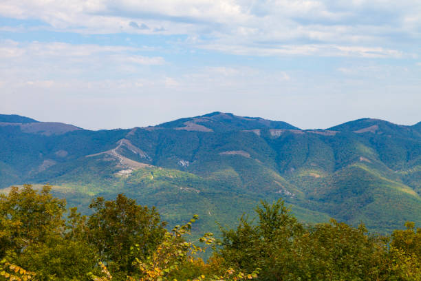Beautiful view of the mountain peaks on a summer day. Caucasus mountains.