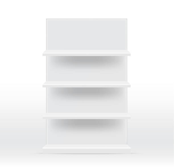 istock Mock up Realistic Empty Shelves for interior to Show Product with light and shadow background illustration 1204436849