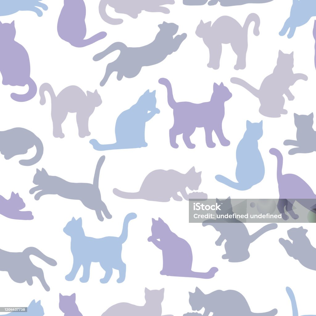 Solid Cat Pattern Vector Seamless Pattern With Cat Silhouettes Stock Illustration ...