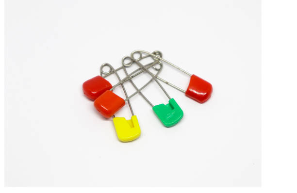 istock Colorful safety pin isolated on white background 1204438184