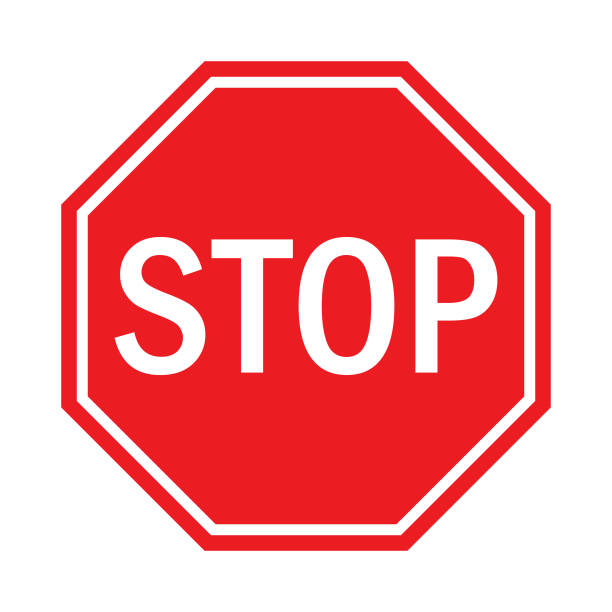 illustrazioni stock, clip art, cartoni animati e icone di tendenza di stop sign flat design. - stop