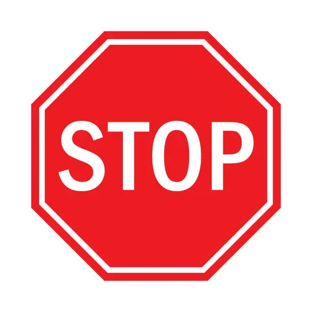 Vector illustration of Stop Sign Flat Design.