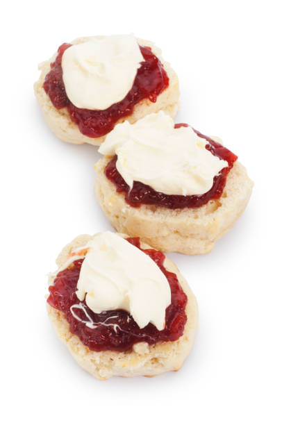 コーニッシュスコーン、クロテッドクリーム、ジャム - cornish cream tea ストックフォトと画像