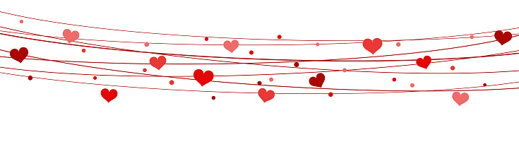 EPS 10 vector file showing hearts on strings background for valentine's day time colored red for mother's day and love concepts