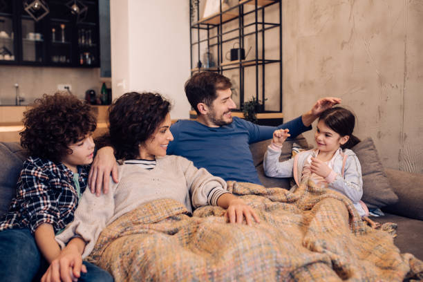 Family time on the cozy sofa
