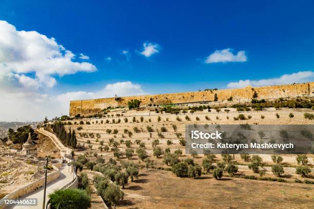 Terraces Of The Kidron Valley And The The Wall Of The Old City In Jerusalem Stock Photo - Download Image Now