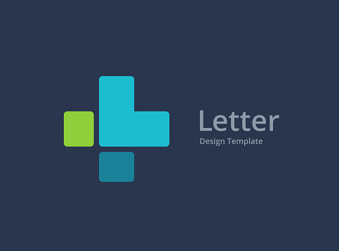 Letter L and cross plus icon