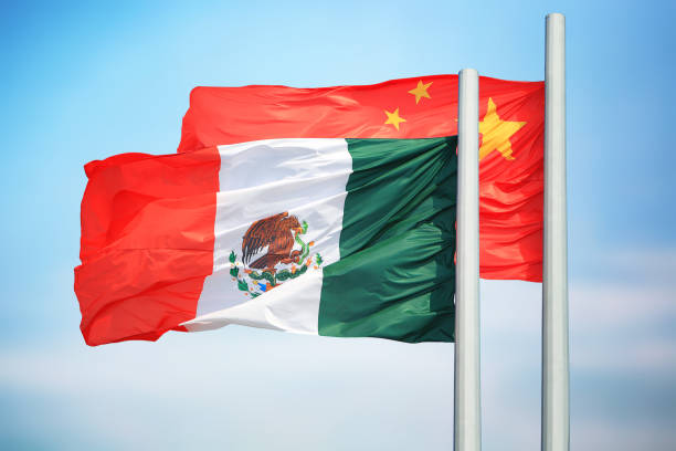 bandiere di messico e cina - flag mexican flag mexico textured foto e immagini stock