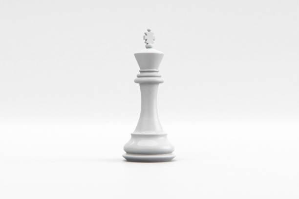 istock white chess piece, lonely king on white background stock photo 1204444101