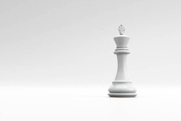 istock white chess piece, lonely king on white background stock photo 1204444146