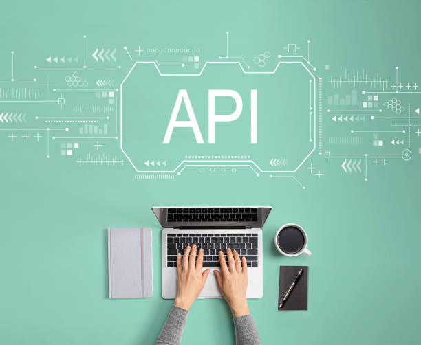 API concept with person using laptop API concept with person using a laptop application programming interface photos stock pictures, royalty-free photos & images