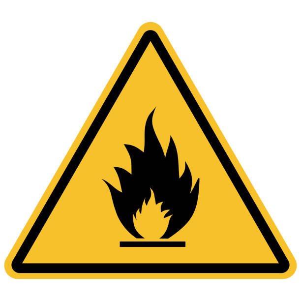 иллюстрация предупреждающих признаков легковоспламеняющихся материалов - fire flame risk backgrounds stock illustrations