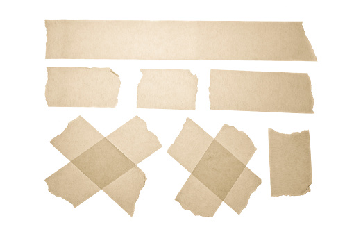Set of horizontal and different size sticky tape. Scotch. Masking Tape Vector Collection