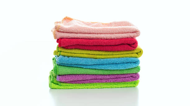 istock Cleaning microfiber towels isolated against white background, 1204447728