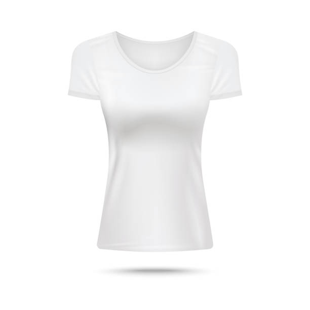 istock Woman black crew neck T-shirt realistic template, vector illustration isolated. 1204450196