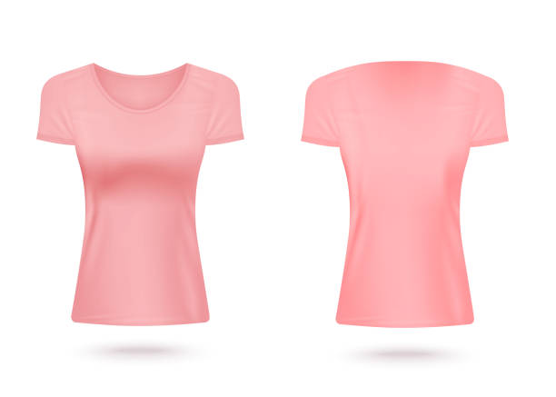istock Pink women crew-neck t-shirts set realistic vector illustration isolated. 1204450207