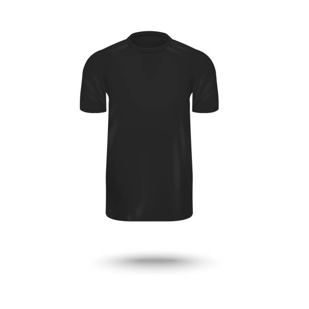 istock Realistic black men's T-shirt - blank mockup from front view 1204450222