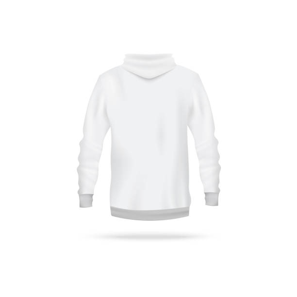 istock Realistic white hoodie mockup from back view - men's long sleeve sweater 1204450235