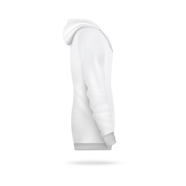 istock White unisex hoodie sweatshirt side view realistic vector illustration isolated. 1204450240