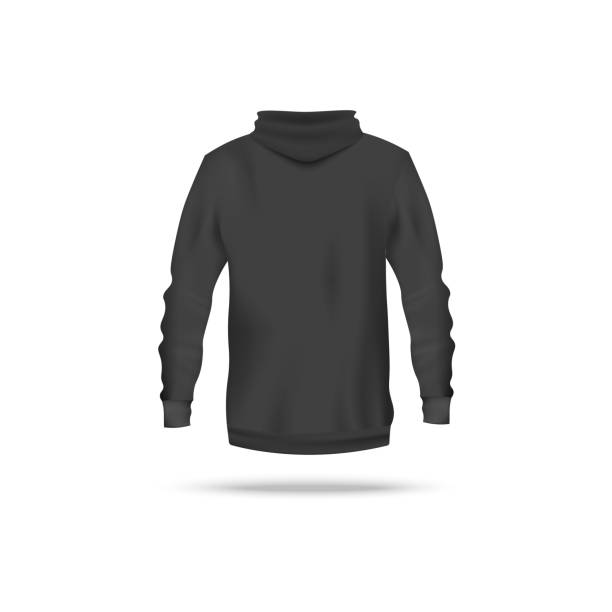 istock Realistic black hoodie mockup from back view - long sleeve unisex sweater 1204450241