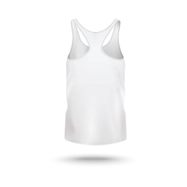 istock Women sport t-shirt or vest template back, realistic vector illustration isolated. 1204450262