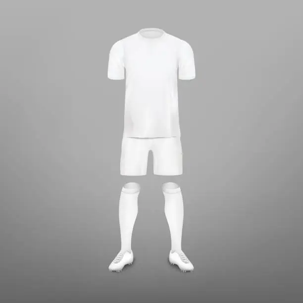 Vector illustration of Soccer player clothes kit - realistic mockup set.