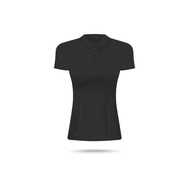 istock Black female polo shirt or collar t-shirt realistic vector illustration isolated. 1204450298