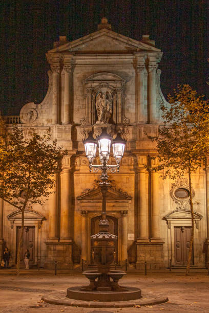 istock a view of a lantern on a beautiful evening in Barcelona in Spain 1204452199