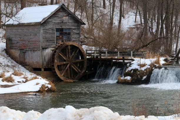 istock Rural landscape with old abandoned watermill in woods. 1204452226