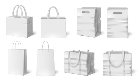 Mockup Tas Belanja Putih Kantong Kertas Tas Kain 3d Template Kemasan