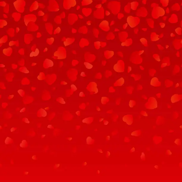 Vector illustration of Falling hearts seamless red background. Vector illustration