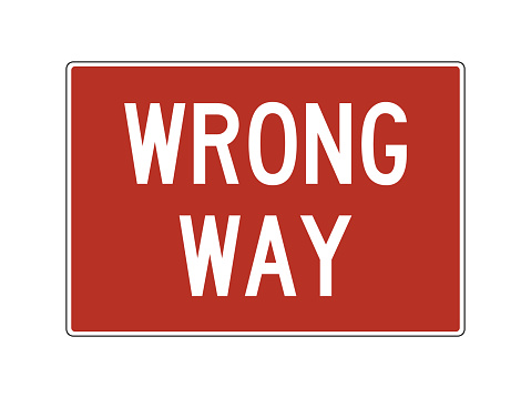 Wrong way sign conjunction with DO NOT ENTER vector illustration. Traffic symbol.