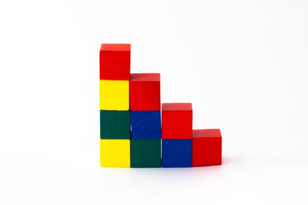 istock Toy wooden building blocks on white background 1204459229