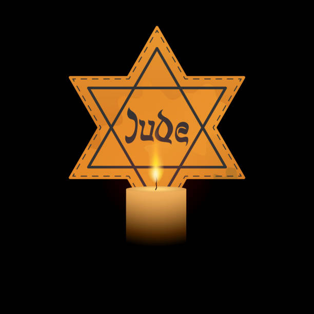 International Holocaust Remembrance Day vector, January 27. World War II Remembrance Day. International Holocaust Remembrance Day vector, January 27. World War II Remembrance Day.Yellow Star of David used Ghetto and Concentration Camps and victims  hands silhouettes. holocaust stock illustrations