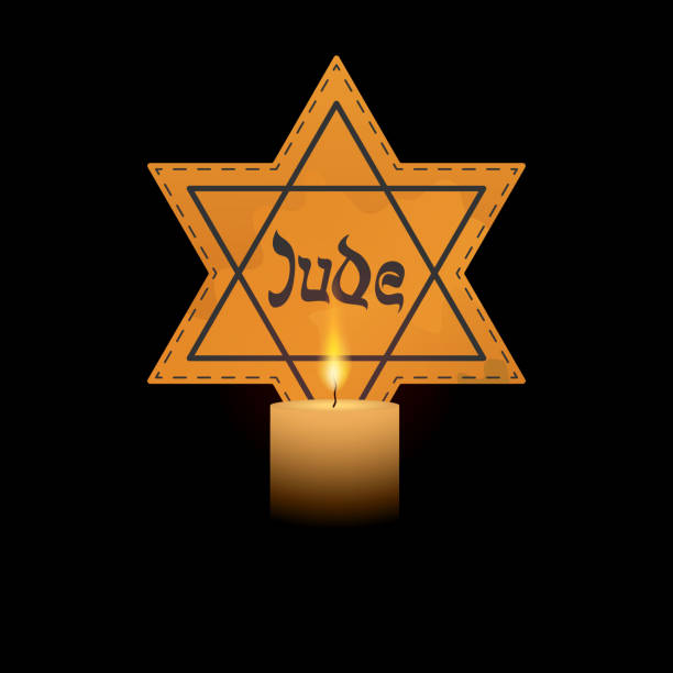 International Holocaust Remembrance Day vector, January 27. World War II Remembrance Day. International Holocaust Remembrance Day vector, January 27. World War II Remembrance Day.Yellow Star of David used Ghetto and Concentration Camps and victims hands silhouettes. nazism stock illustrations