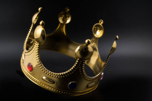 istock Golden crown on a black background 1204460632