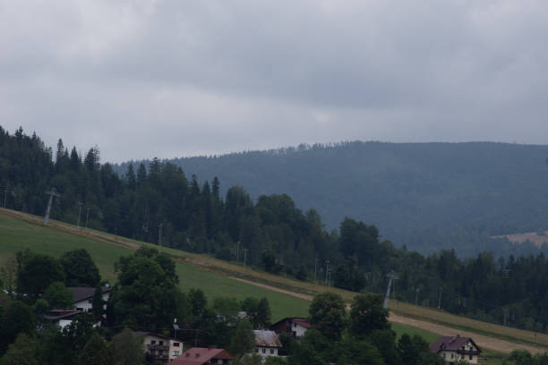 Lake in Żywiec. A landscape Milowka. Mountains landscape in the Silesian Beskids. CoolLake in Żywiec. A landscape of mountains at the lake równina stock pictures, royalty-free photos & images