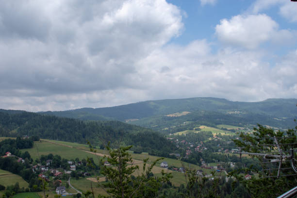 Lake in Żywiec. A landscape Milowka. Mountains landscape in the Silesian Beskids. CoolLake in Żywiec. A landscape of mountains at the lake równina stock pictures, royalty-free photos & images