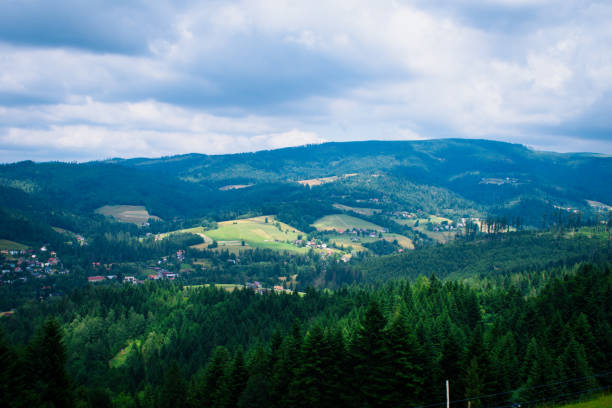 Lake in Żywiec. A landscape Milowka. Mountains landscape in the Silesian Beskids. CoolLake in Żywiec. A landscape of mountains at the lake równina stock pictures, royalty-free photos & images