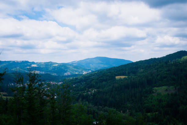 Lake in Żywiec. A landscape Milowka. Mountains landscape in the Silesian Beskids. CoolLake in Żywiec. A landscape of mountains at the lake równina stock pictures, royalty-free photos & images