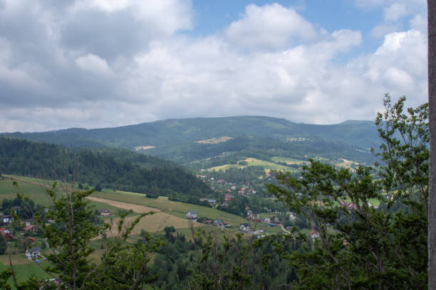 Lake in Żywiec. A landscape Milowka. Mountains landscape in the Silesian Beskids. CoolLake in Żywiec. A landscape of mountains at the lake równina stock pictures, royalty-free photos & images