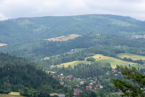 Lake in Żywiec. A landscape Milowka. Mountains landscape in the Silesian Beskids. CoolLake in Żywiec. A landscape of mountains at the lake równina stock pictures, royalty-free photos & images