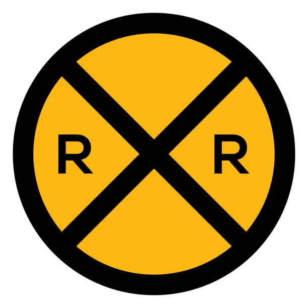 Vector illustration of Railroad crossing ahead sign vector illustration
