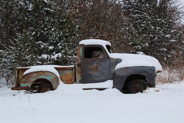 istock Classic 1954 Pickup Truck in Snow 1204465652