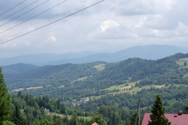 Lake in Żywiec. A landscape Milowka. Mountains landscape in the Silesian Beskids. CoolLake in Żywiec. A landscape of mountains at the lake równina stock pictures, royalty-free photos & images