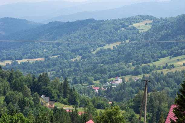 Lake in Żywiec. A landscape Milowka. Mountains landscape in the Silesian Beskids. CoolLake in Żywiec. A landscape of mountains at the lake równina stock pictures, royalty-free photos & images