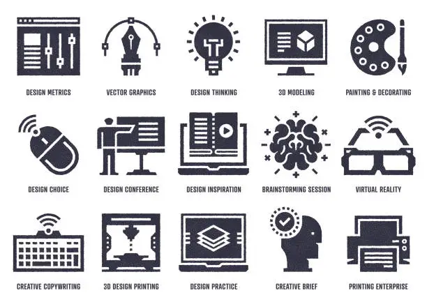 Vector illustration of Designing a System Vector Icon Pack With Stipple Texture Effect