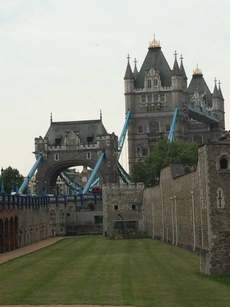 View of Tower Bridge from Tower of London, London, England stock photo
